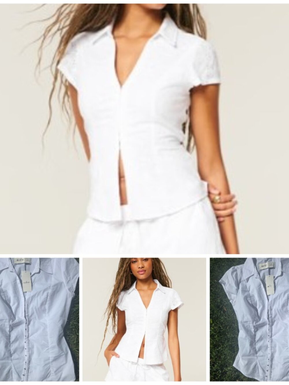 Hollister - NEW with Tags - Ciara Ruched Short-Sleeve Shirt - size XS